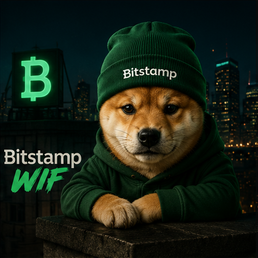 Bitstamp WIF shiba in green beanie